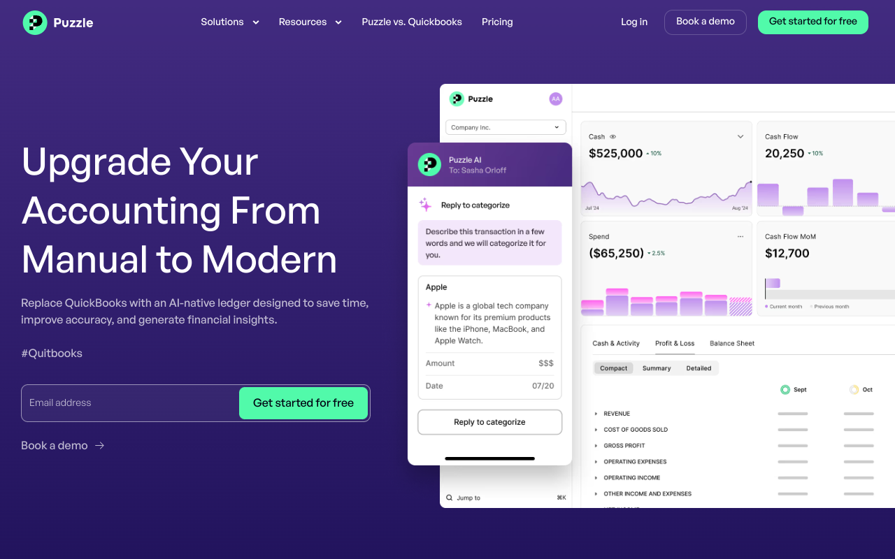 Screenshot of Puzzle.io: Streamline Your Startup Finances with This QuickBooks Alternative
