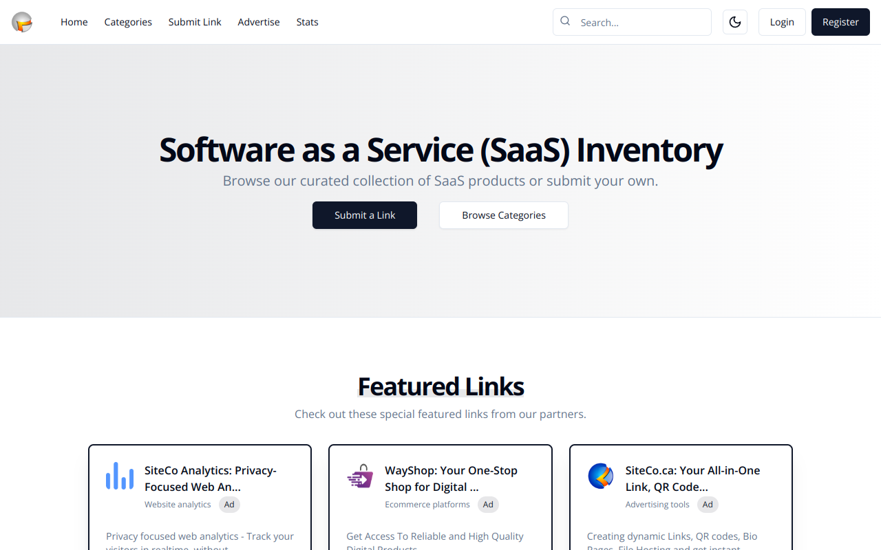 Screenshot of SaaS Discovery Hub: Find & Share Software Solutions