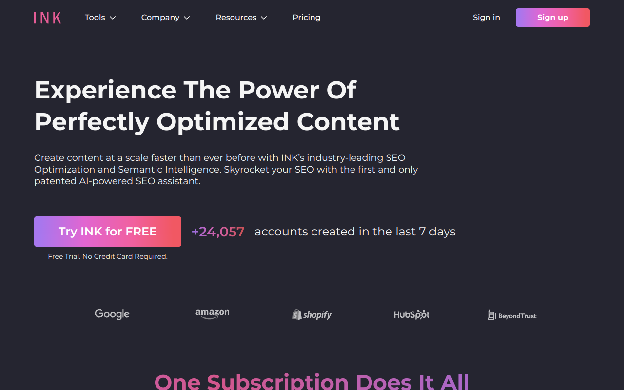 Screenshot of INK AI: The Ultimate AI Writer and SEO Assistant for Marketers