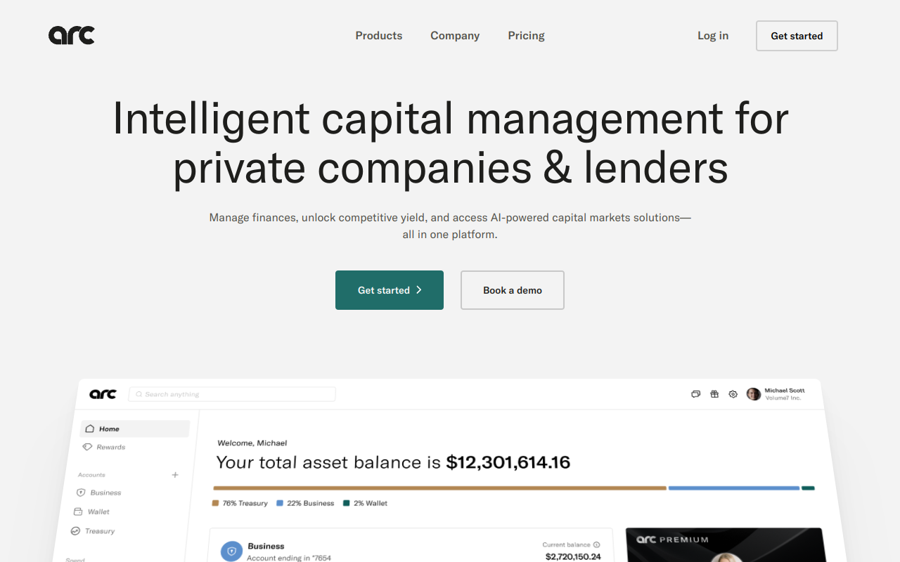 Screenshot of Arc: Streamline Banking, Maximize Returns, and Fuel Business Growth