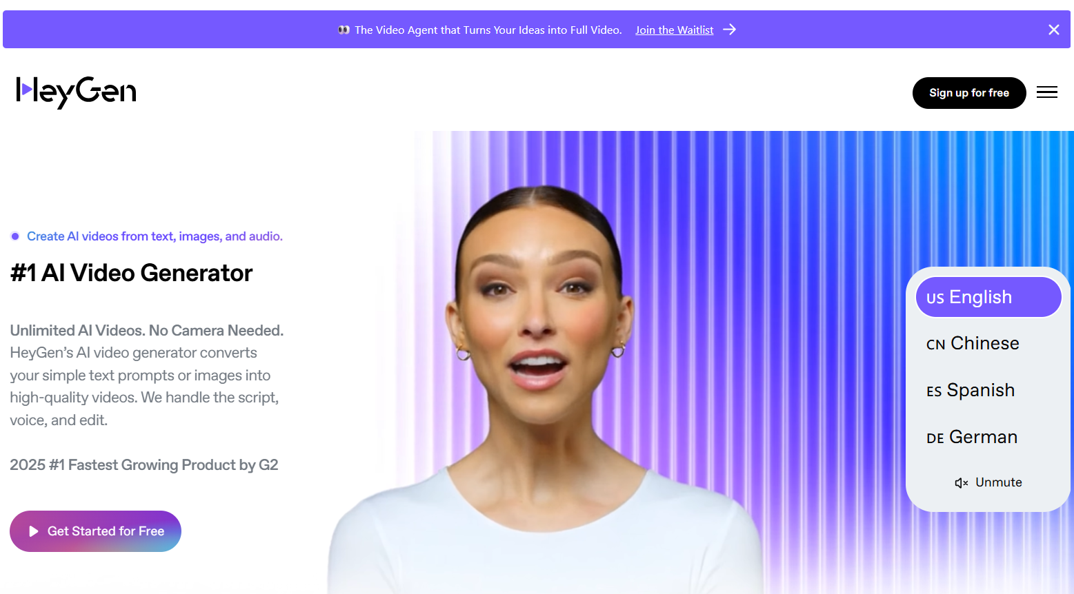 Screenshot of HeyGen: Your AI Video Generator for Instant Professional Videos