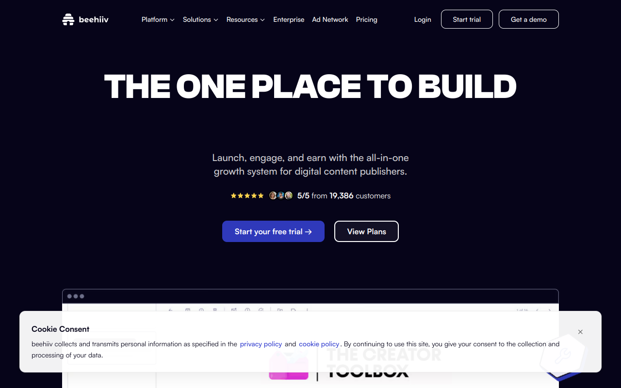 Screenshot of beehiiv: The All-in-One Platform for Newsletter Growth & Monetization
