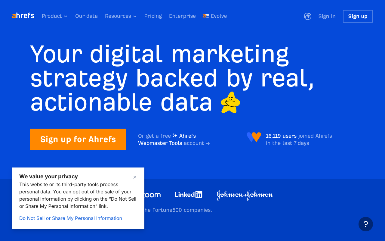 Screenshot of Ahrefs: Your All-in-One Digital Marketing Command Center