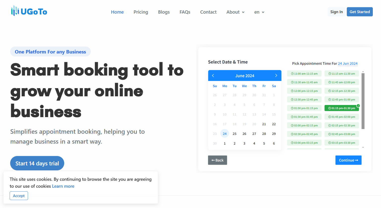Screenshot of UGoTo: Smart Appointment Scheduling for Your Service Business