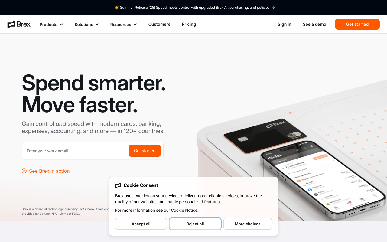 Screenshot of Brex: Streamlining Business Finance with a Modern Platform